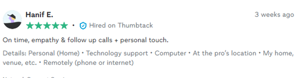 Customer review screenshot