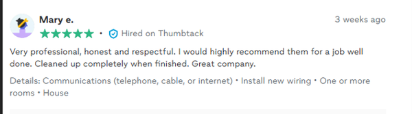 Customer review screenshot