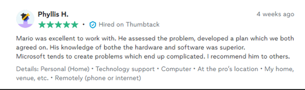 Customer review screenshot